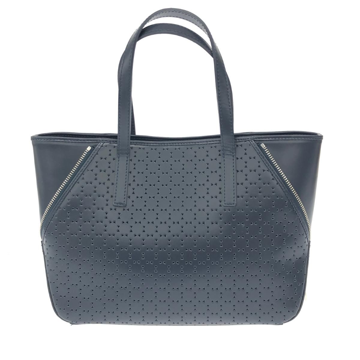 WAKO ネイビー レザー ハンドバッグ 美品】WAKO 銀座和光 ネイビー レザー ゴールド金具 2WAYハンドバッグ