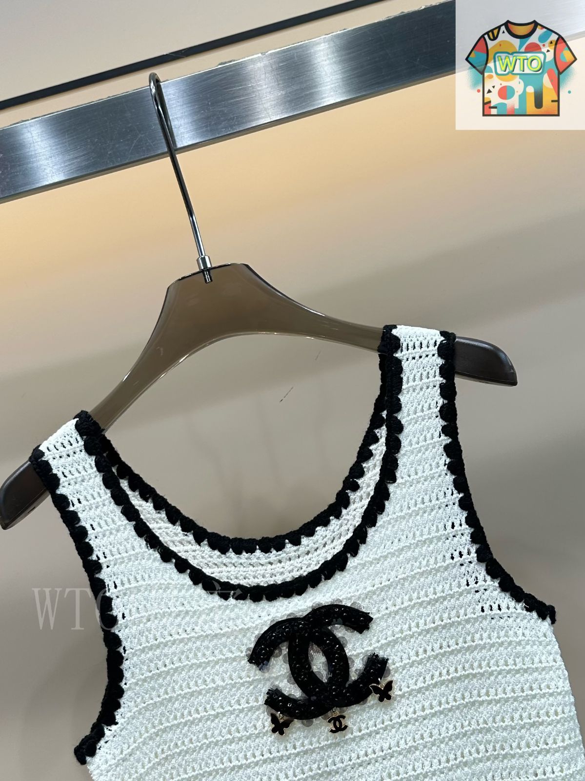 今日特価】Chanel 25 夏季 透かし立体ダブル C ニットベスト-3