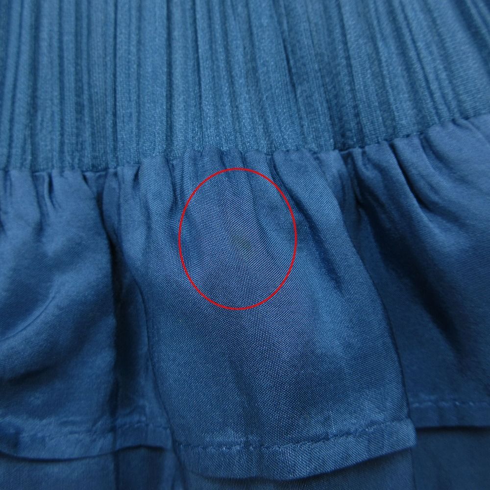 00s 2006 PLEATS PLEASE ISSEY MIYAKE シルク ペプラム シャツ ブラウス 半袖 プレーン トップス 3 L ブルー レディース 【中古】 /TNT 00s 2006 PLEATS PLEASE ISSEY MIYAKE シルク ペプラム シャツ