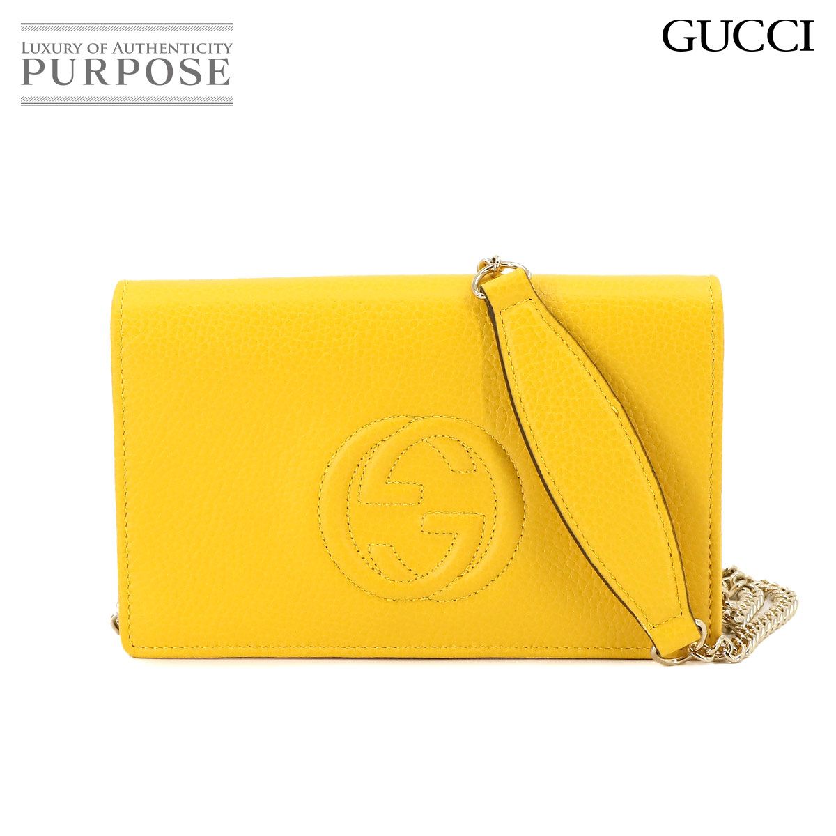 未使用 グッチ GUCCI ソーホー チェーン ウォレット 長財布 レザー 
