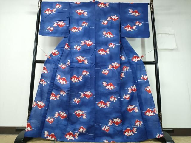 平和屋着物∴夏物 浴衣 金魚 綿 CAAW1173ng