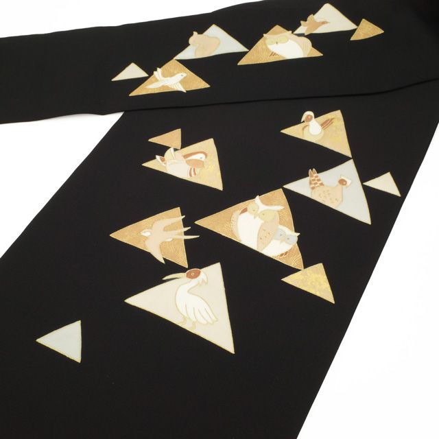 ゑり善　名古屋帯　金彩加工 新古品】 名古屋帯 未使用 正絹 九寸 ゑり善 扱い 染め帯 手染め 金彩