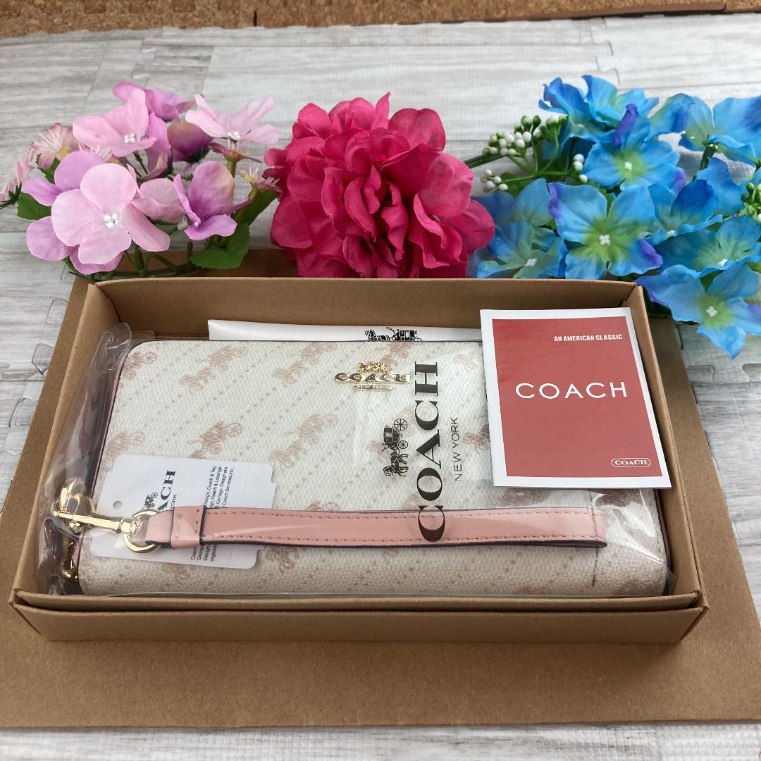 COACH コーチ 財布 レディース 新品 未使用 長財布 馬車柄 アイボリー