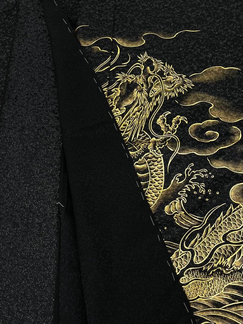 訪問着 未仕立て品 仮絵羽 銀通し 龍 正絹 八掛付き 大衆演劇 舞台衣装