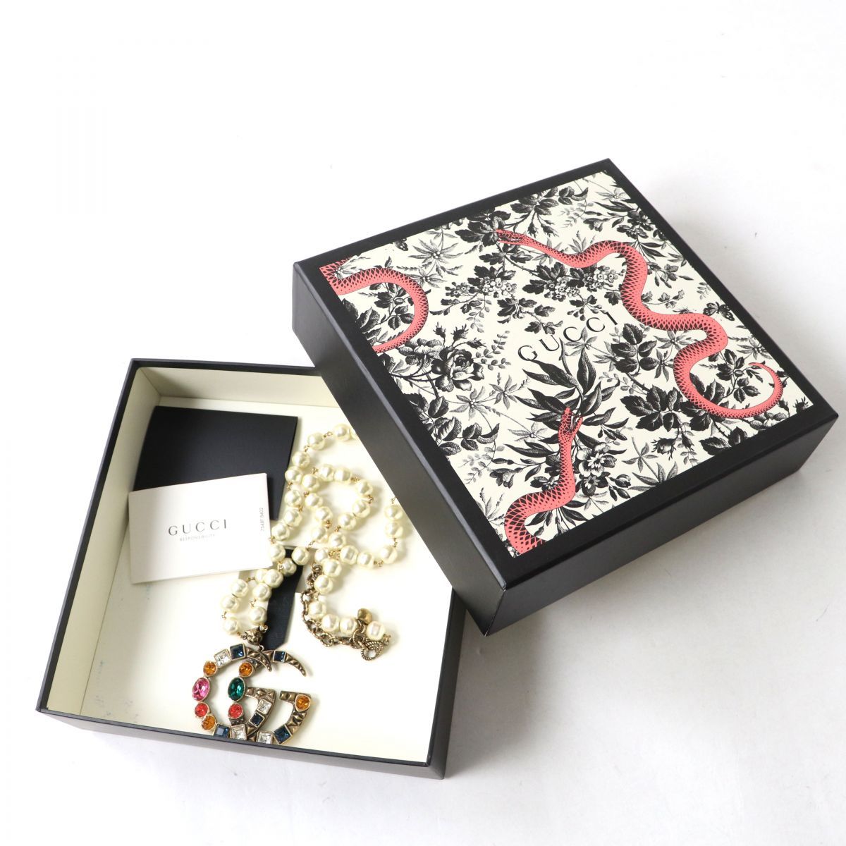 極美品◎イタリア製 GUCCI グッチ レディース ダブルG クリスタル 