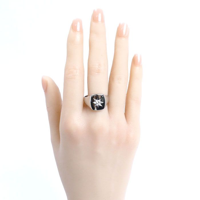 Pt850プラチナ 印台 リング・指輪 ダイヤモンド0.22ct 20号 17.2g