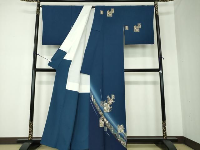 特選 豪華 螺鈿細工 訪問着 金彩 銀彩 唐花文様 正絹 平和屋着物▽訪問着 螺鈿 色紙更紗花文 暈し染め 金銀彩 正絹