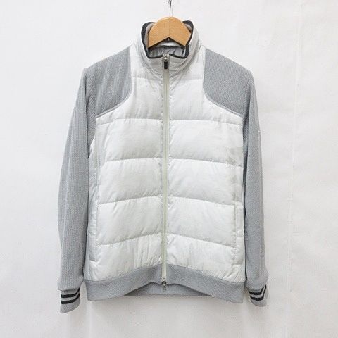 マンシングウェア MUNSINGWEAR ゴルフ スポーツウエア ダウンジャケット ブルゾン ジップアップ スタンドカラー カモフラ柄 ニット グレー LL