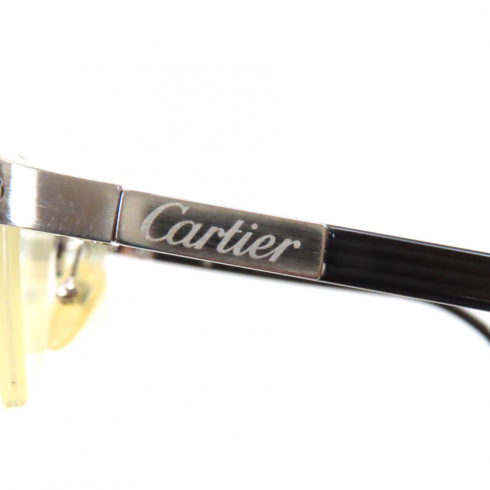 良品▽Cartier カルティエ ハーフリム ロゴ入り メガネ 眼鏡 アイ