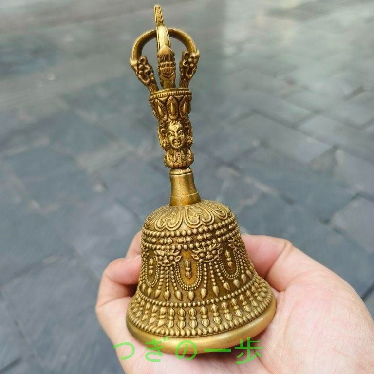 銅器 法器 五股金剛鈴 手揺鈴 彫刻 置物 開運 風水 工芸品