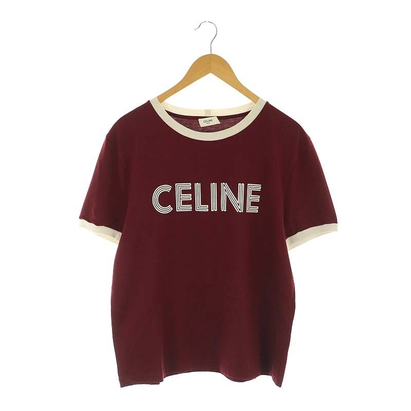 CELINE 21SS クロップド　Tシャツ　Mサイズ　レッド　赤　短丈 ✨CELINE / セリーヌ✨メッセージTシャツ M CELINE セリーヌ Tシャツ