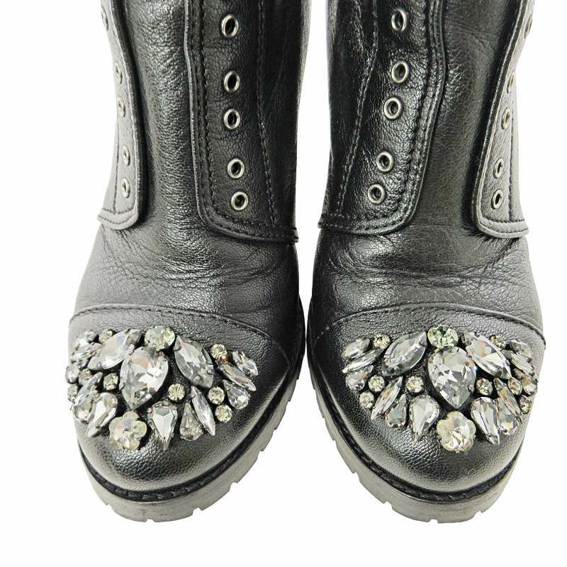 ジミーチュウ　ショートブーツ　ビジュー　36 ジミーチュウ JIMMY CHOO 美品 ビジュー ショートブーツ バック