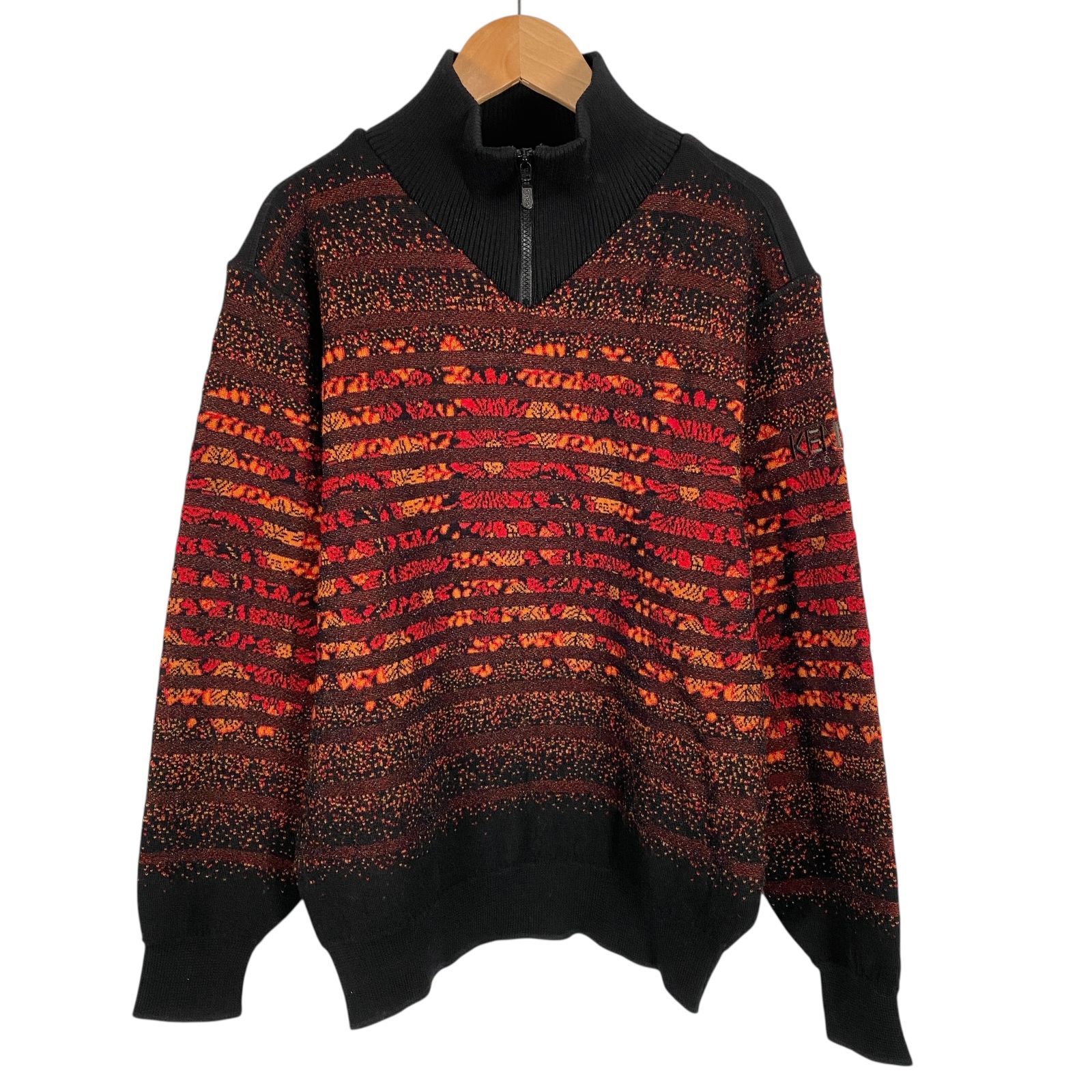 希少 90s KENZO GOLF ケンゾーゴルフ ニット ハーフジップ 花柄 ウール 