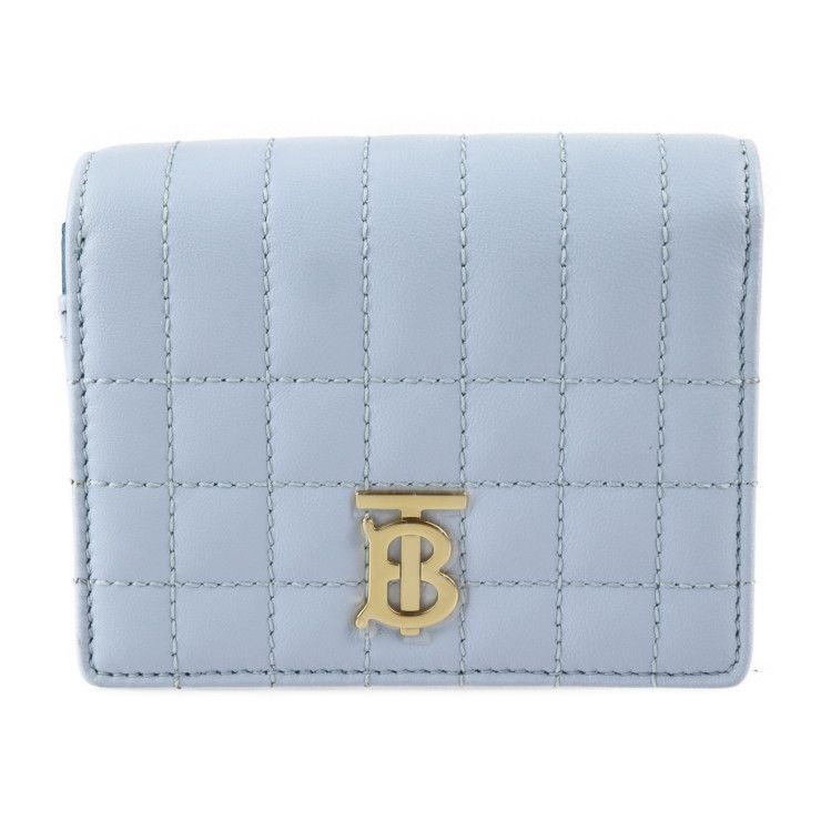 BURBERRY バーバリー LOLA CMPT ローラ コンパクトウォレット 三つ折り財布 8066987 ラムスキン PALE-BLUE  ライトブルー系 ゴールド金具 TBロゴ キルティング 【本物保証】 - メルカリ