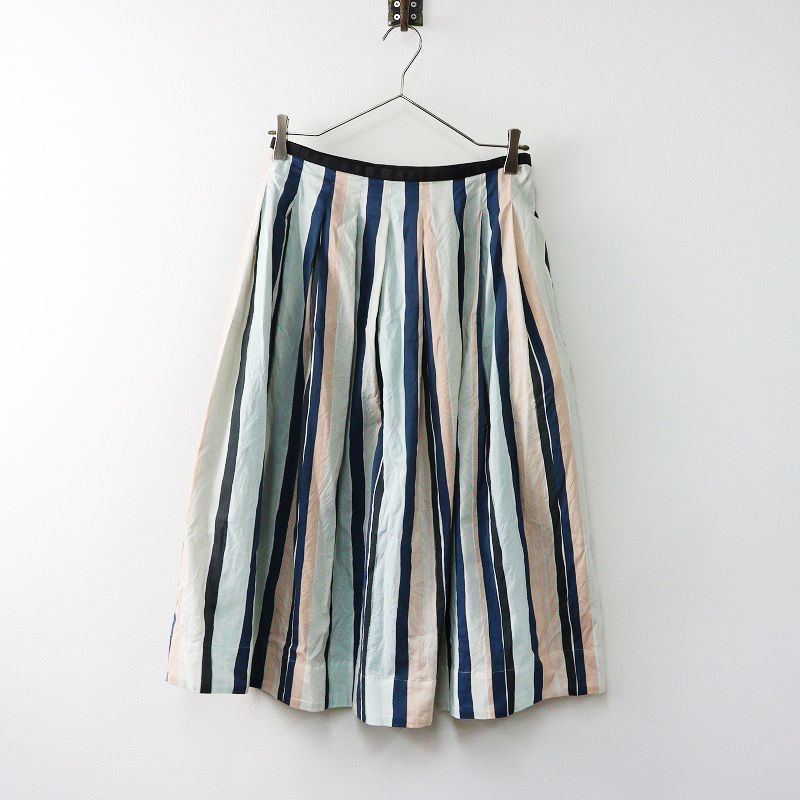 2025SS 定価6.1万 マーガレットハウエル MARGARET HOWELL COTTON SILK PAINTED STRIPE スカート 1∥マルチカラー【2400014578010】