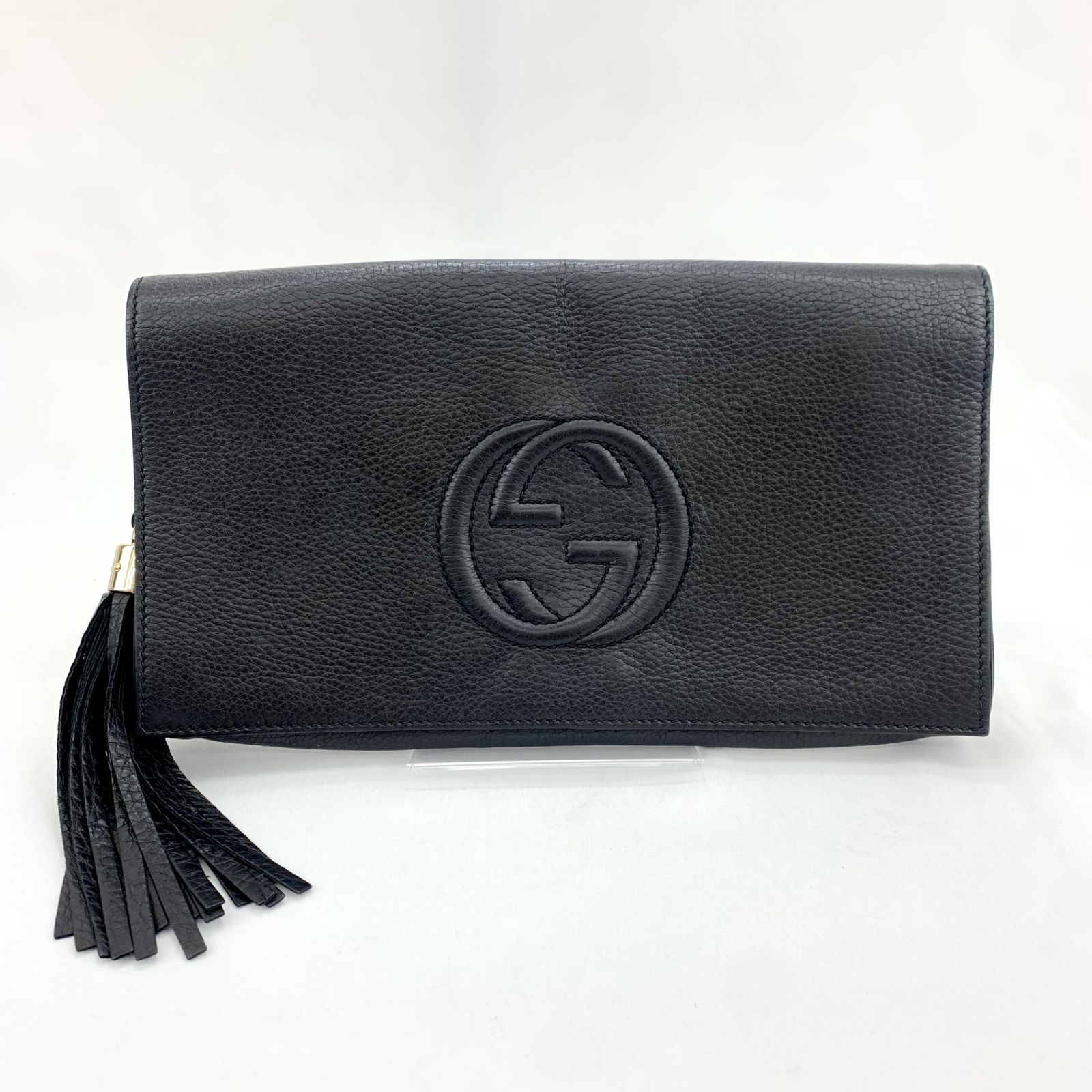 GUCCI ソーホー クラッチバッグ 336753 ブラック ゴールド金具 レザー 486628