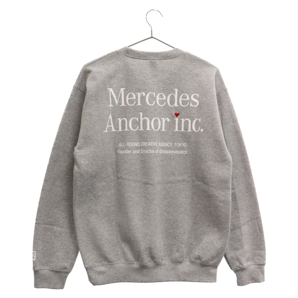 Mercedes Anchor Inc. (メルセデスアンカーインク) Crew Sweat ハート刺繍 ロゴ クルーネックスウェットトレーナー グレー