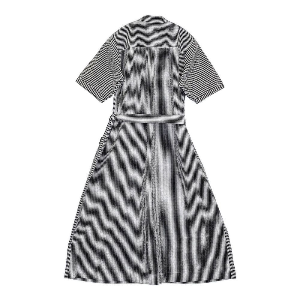 MICHEL Beaudouin シアサッカースタンド 半袖ワンピース サイズ1 ネイビー ホワイト レディース ミッシェルボードウィン 5-0908S