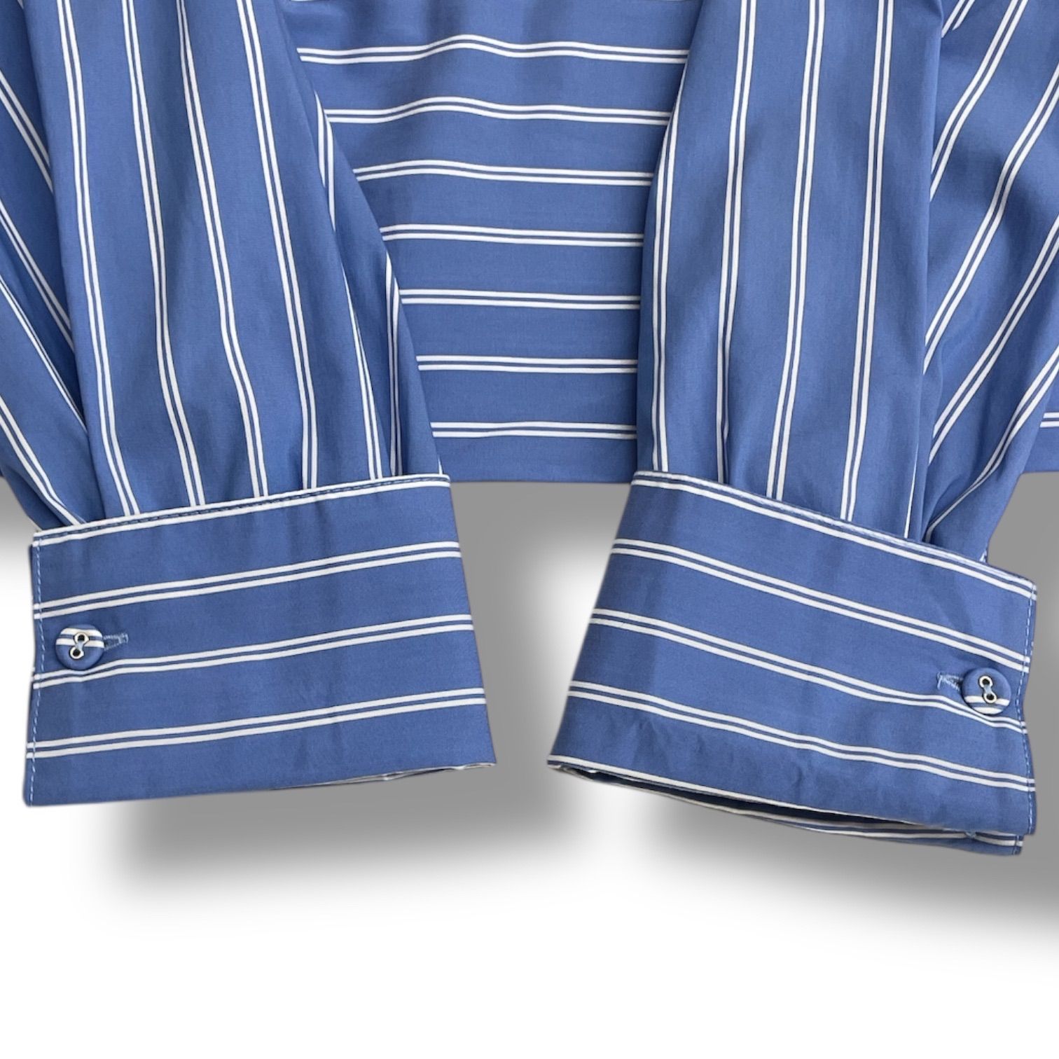 美品　ナラカミーチェ　ストライプ柄ウエストリボン長袖シャツ ラベンダー　丈長 ウエストリボンストライプ長袖ロングシャツ | ナラカミーチェ