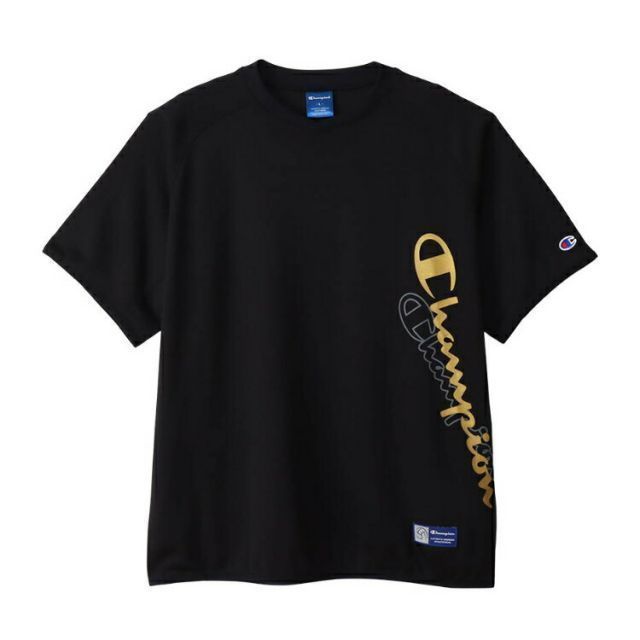 HANES ヘインズ SHORT SLEEVE SHI ブラックxゴールド Mサイズ C3-XV306 981 | スポーツ 運動 服 衣類 ウエア ウェア トップス ショートスリーブ Tシャツ 半袖 着心地 デザイン 吸汗速乾 抗菌防臭機能 生地