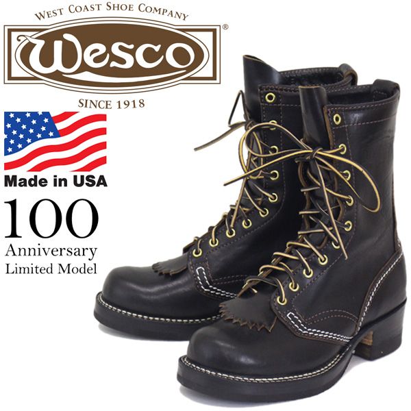 限定 Wesco (ウエスコ) 100th Anniversary Model JOBMASTER 1st ジョブマスター 10H ホースハイド レザーブーツ BLACK アメリカ製 BS84 Eワイズ US8E-約26.0cm