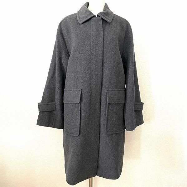 #wnc ヒューマンウーマン HUMANWOMAN コート M グレー ウール ステンカラー ジップアップ シンプル レディース [848986]