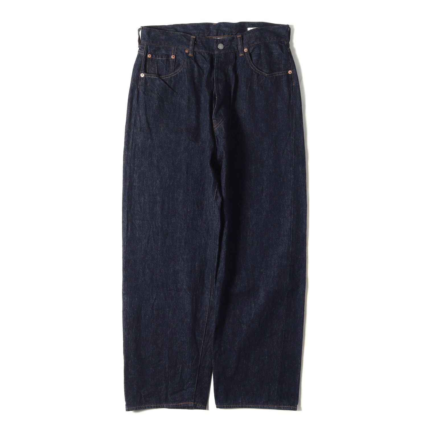 美品 COMOLI コモリ パンツ サイズ:1 21AW 5ポケット デニムパンツ Denim 5P PANT ワイド ボタンフライ インディゴ  日本製 ボトムス ジーンズ ジーパン【メンズ】