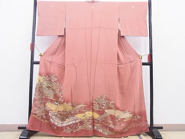 平和屋野田店■豪華振袖　作家物　駒刺繍　孔雀羽花文　暈し染め　金彩　逸品　CAAB1234ch