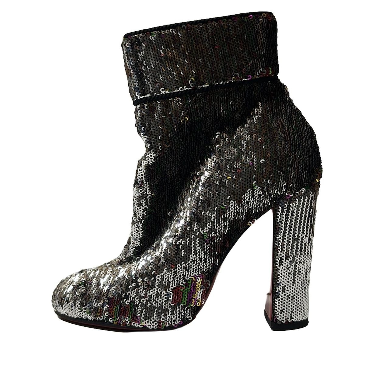 CHRISTIAN LOUBOUTIN クリスチャンルブタン ショートブーツ 36 レディース - シルバー×マルチ アウトソール張替済
