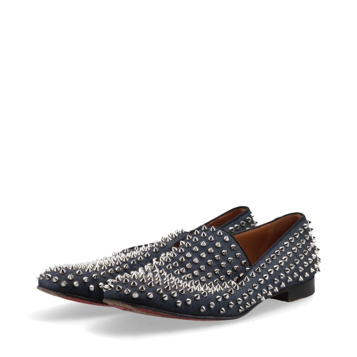 Christian Louboutin クリスチャンルブタン ROLLERBOY SPIKES FLAT DENIM スパイクスタッズ デニム ローファー メンズ 45 ブルー イタリア製