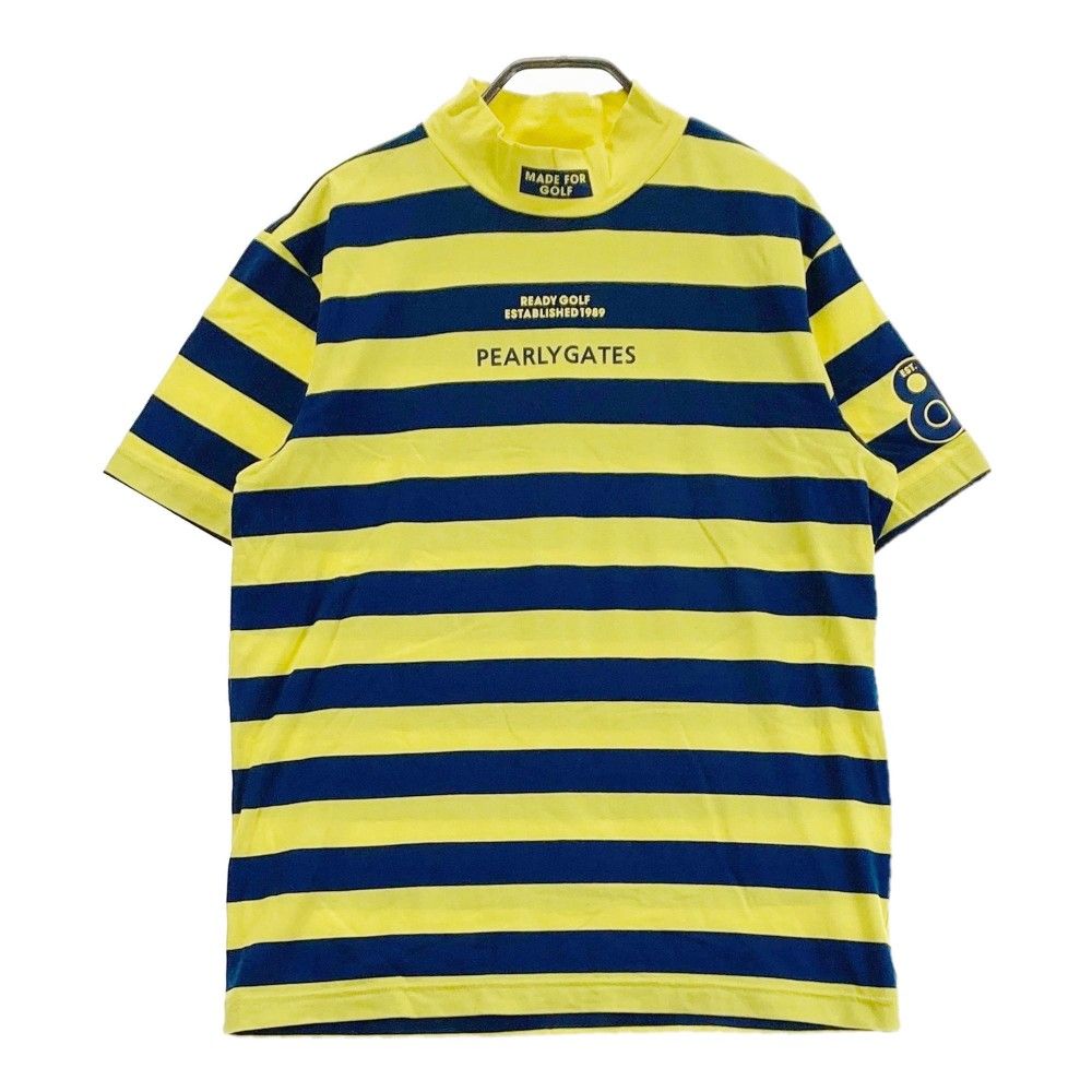 サイズ 5 PEARLY GATES パーリーゲイツ ハイネック 半袖Tシャツ ボーダー柄 イエロー系 240101314872 ゴルフウェア メンズ ストスト