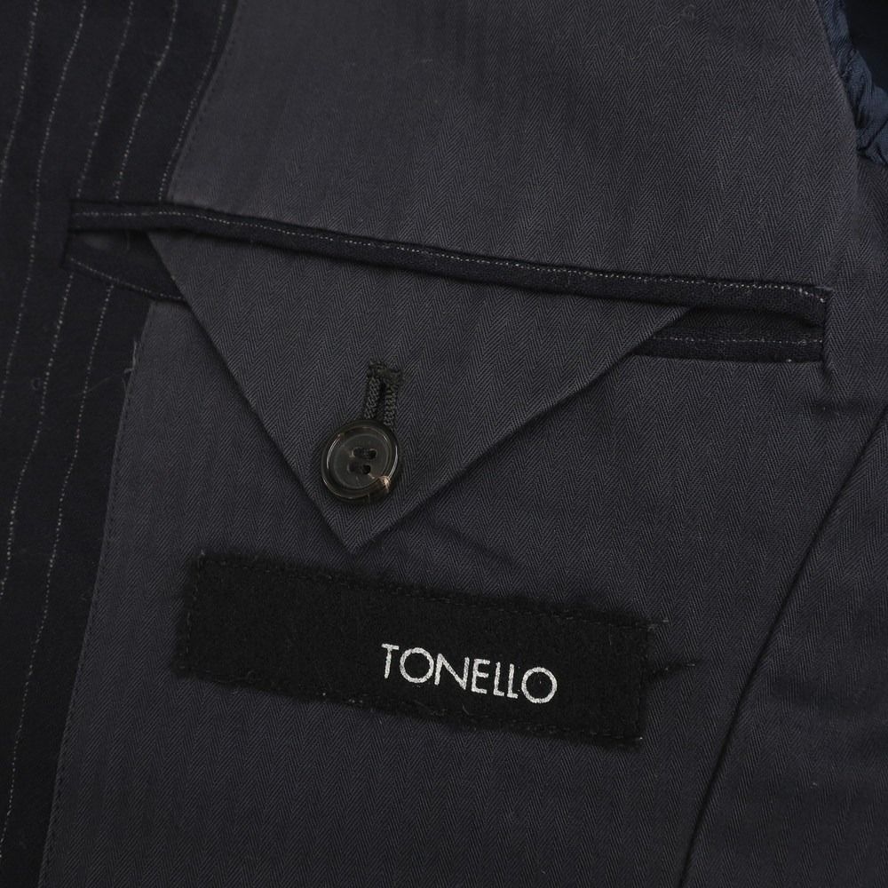トネッロ TONELLO ストレッチウール ストライプ テーラードジャケット ネイビー【サイズ44】【メンズ】
