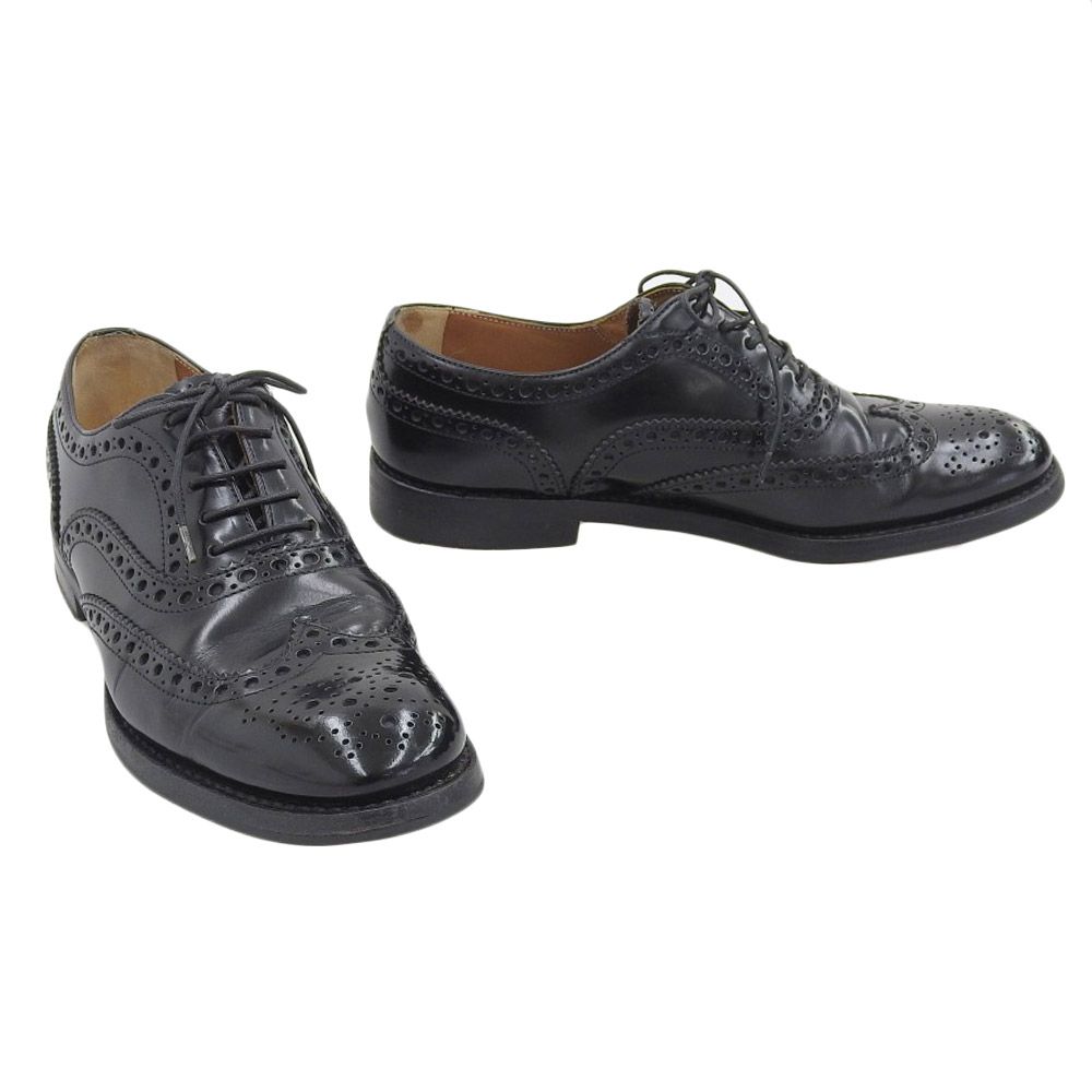 チャーチ 現行ロゴ BURWOOD バーウッド フルブローグ ウイングチップ メダリオン シューズ 37 1|2 23.5-24cm レディース 黒
