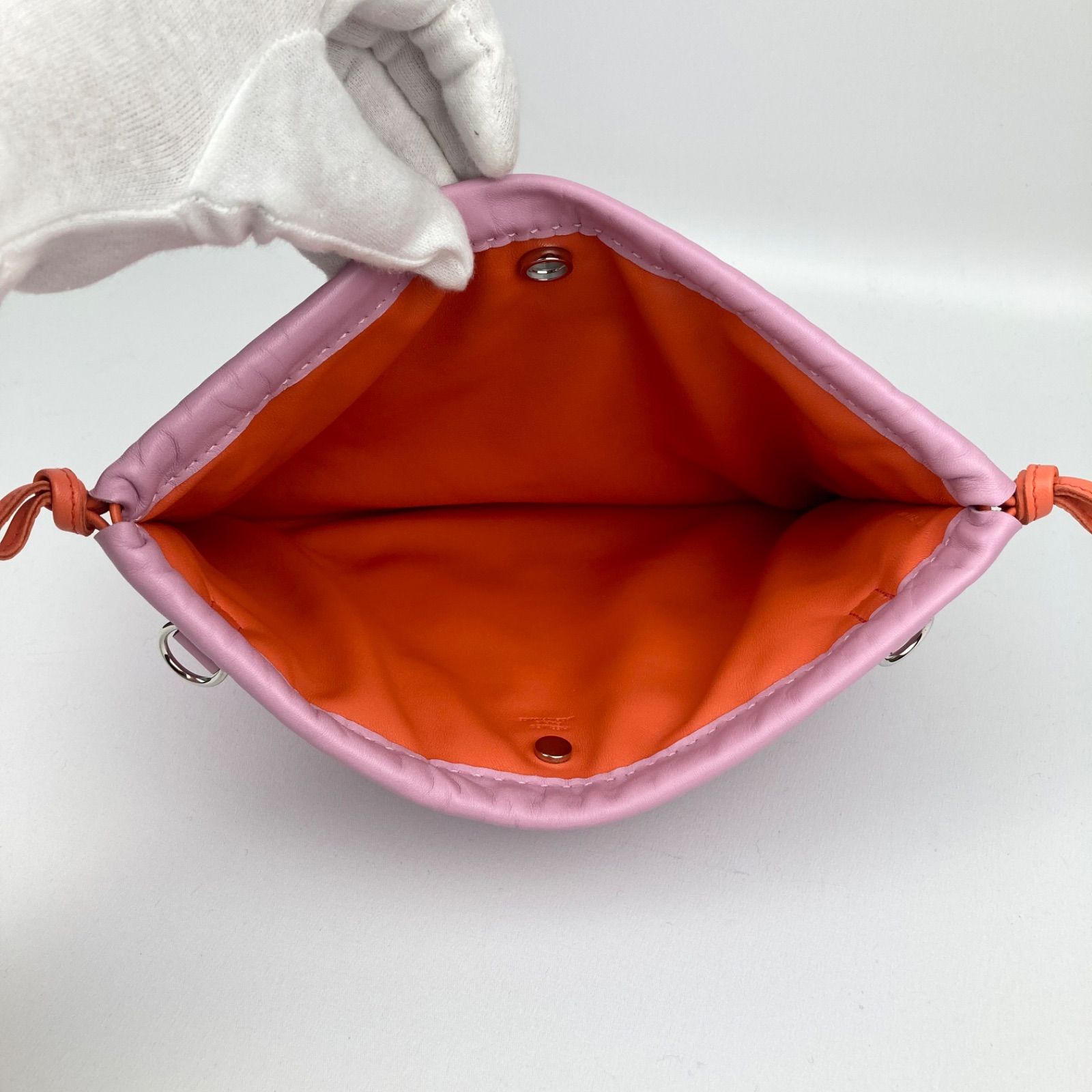 人気【美品】HERMES エルメス PILO ピロ 083138CK 巾着 ポーチ ピンク 
