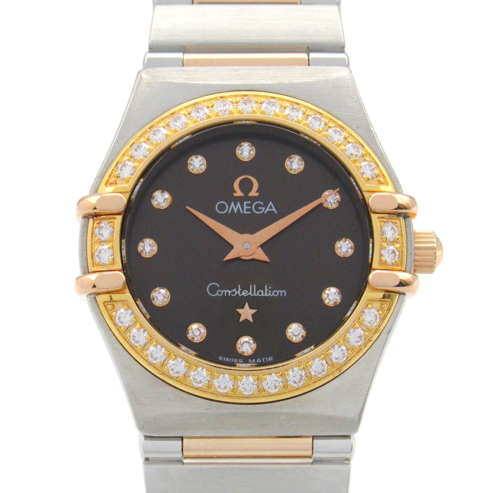 オメガ OMEGA 腕時計 コンステレーション ミニ ダイヤベゼル 1360.60 ブラウン K18PG ピンクゴールド ステンレススチール コンステレーション ミニ ダイヤベゼル レディース Used A