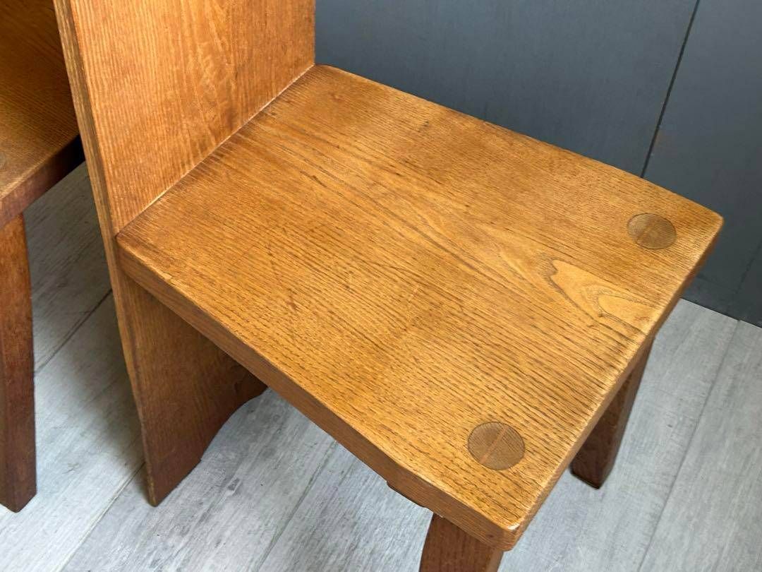 ② 希少レトロ無垢材ヴィンテージカフェ店舗什器ハイバックチェアnY