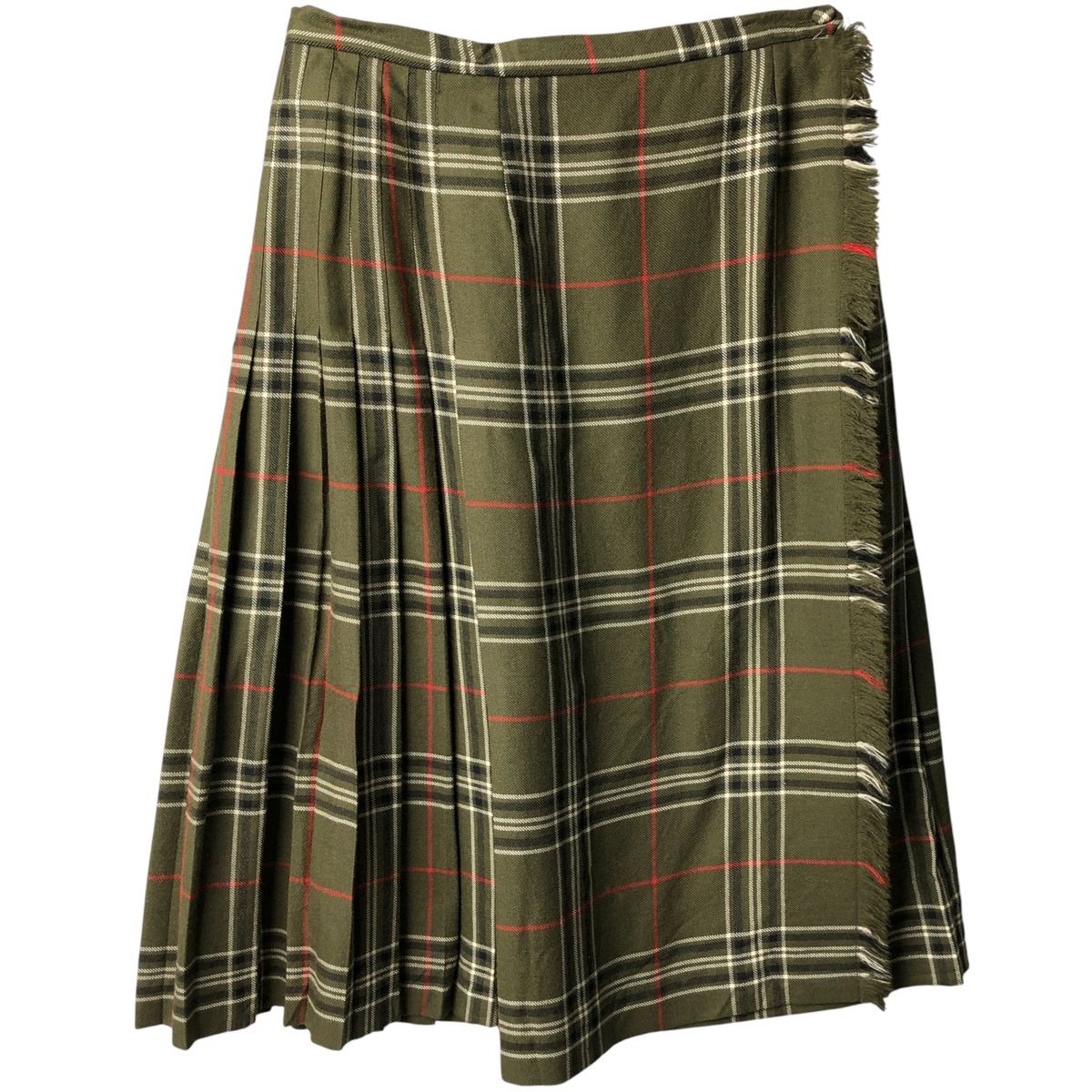 古着 80年代 HIGHLAND QUEEN チェック柄 ウール ミモレ丈 ラップ 巻きスカート カナダ製 レディースXL相当 ヴィンテージ|eaa583589