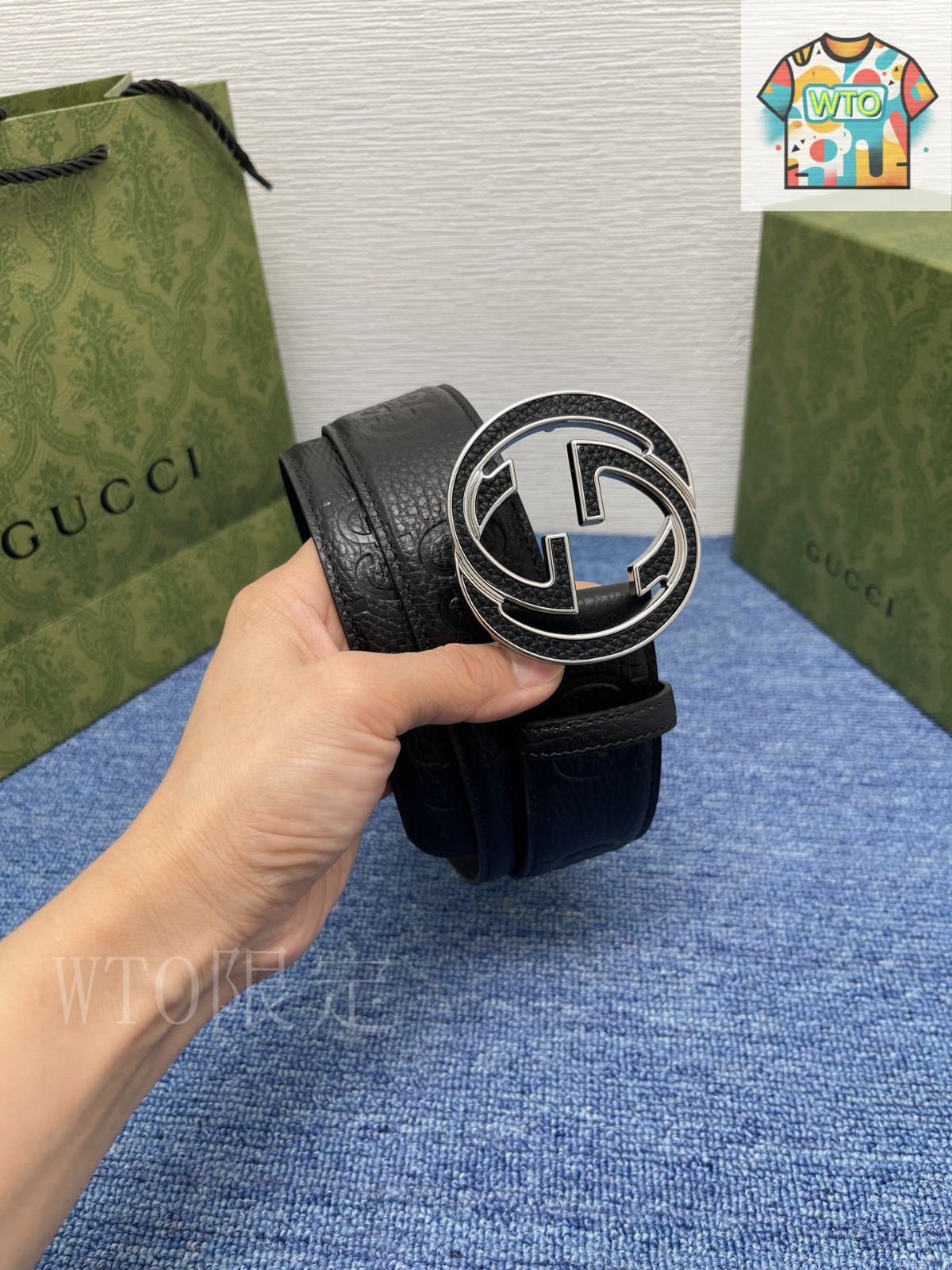 今日WTO】Gucci Signature ダブル G バックル 本革ベルト-SQ27