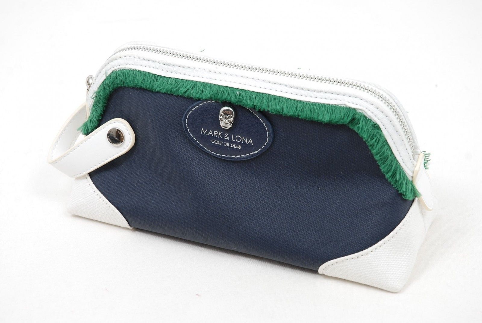 中古 マークアンドロナ MARK&LONA マルチケース ホワイト×ネイビー