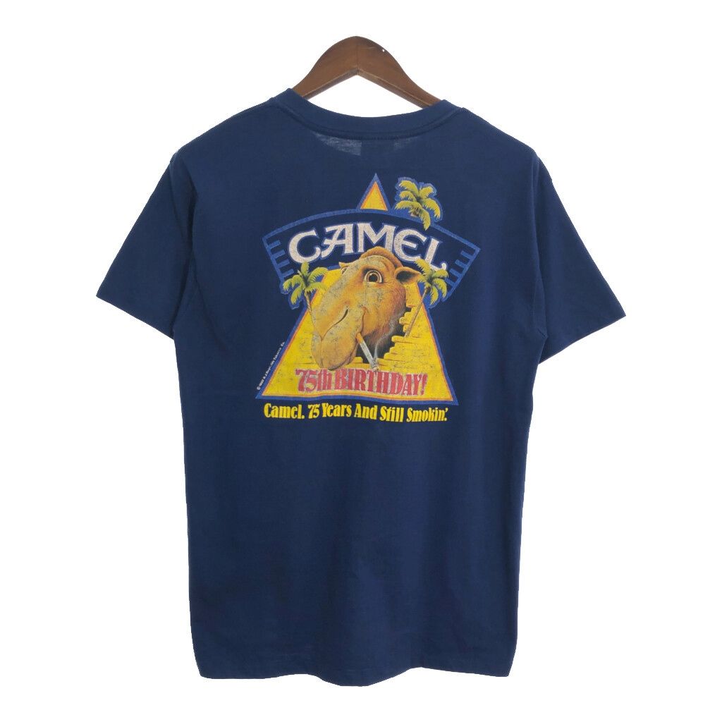 90年代 CAMEL キャメル 半袖Ｔシャツ 企業ロゴ ネイビー メンズ XL 古着 T8098