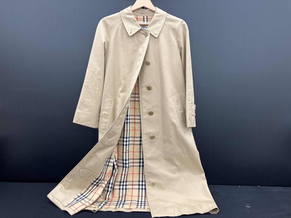 【中古】バーバリーズ Burberrys ノヴァチェック フーデッドコート ステンカラー ロング丈 LY ベージュ Burberrys バーバリー/ステンカラーコート ロングコート /ノバチェック