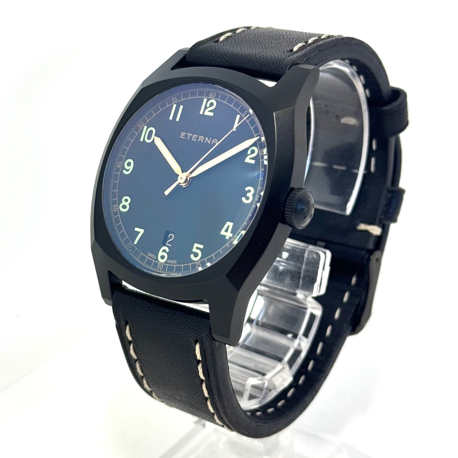 【美品・希少】エテルナ　ETERNA　ヘリテージ　ミリタリー　1939.41　世界限定1939本　自動巻　黒　デイト表示　革ベルト 美品・希少】エテルナ ETERNA ヘリテージ ミリタリー 1939.41 世界限定