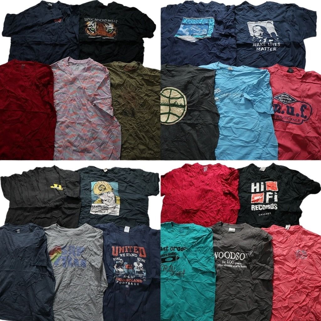 古着卸 まとめ売り カラーMix プリント 半袖Tシャツ 20枚セット (メンズ 2XL ) アニマル 動物 トラ アメコミ 中古 古着 MY3913