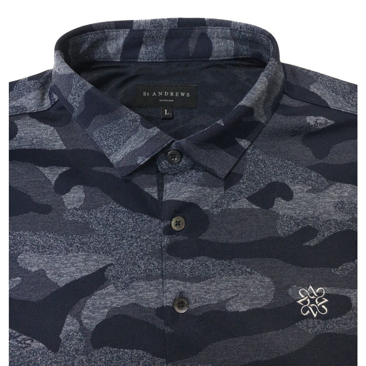 St.Andrews - coco 中古 セントアンドリュース StANDREWS メンズ 長袖ポロシャツ L 紺 ネイビー カモフラ 迷彩 L 中古 St.Andrews - coco 中古 セントアンドリュース StANDREWS メンズ