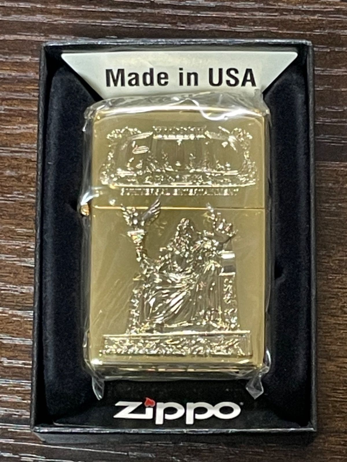 zippo MILLION GOD ZEUS ミリオンゴッド ゴールドメタル 2015年製 立体メタル 両面デザイン スロット GOLD METAL 神熱 ゼウス ケース 保証書