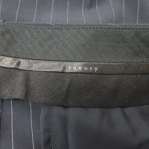 セオリー Theory ガウチョパンツ ストライプ 2 M 紺 ネイビー