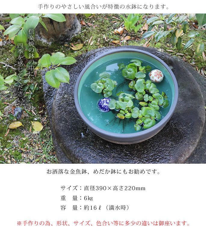 信楽焼 陶器 水鉢 メダカ鉢 金魚鉢 睡蓮鉢 13号はけ目水鉢 su-0251