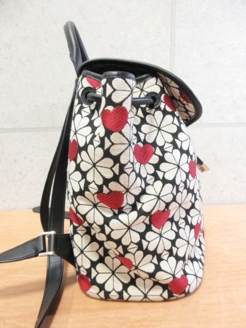 美品】ケイトスペード バッグパック リュック ジャガード ハート フラップ