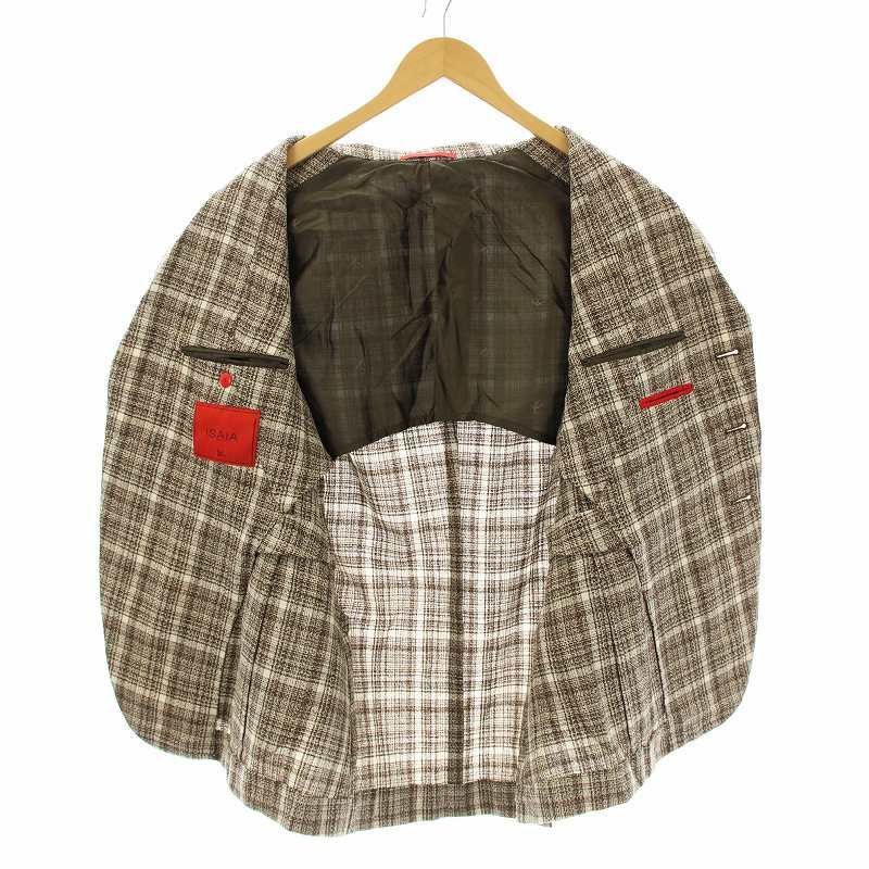 isaiaチェック柄ブラウンレッドテーラードジャケット 【公式通販】
