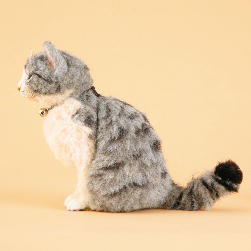本物そっくりなリアル猫 サバトラ 手作りキット 羊毛フェルト